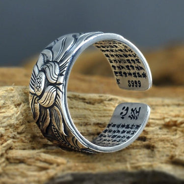 Pure Sterling Silver Lotus Sutra Ring